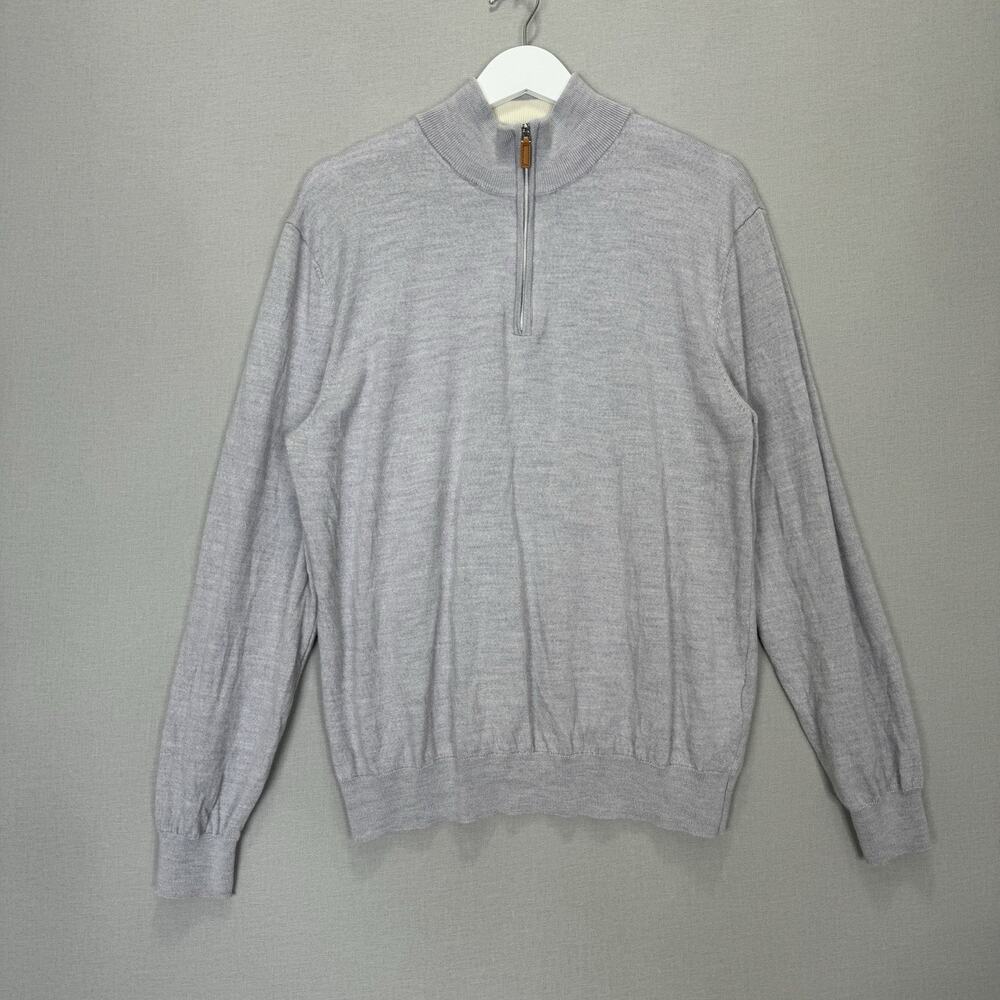 Collars & Co. Cashmere Touch Australian Merino Quarter Zip Sweater Mens XXL Gray
